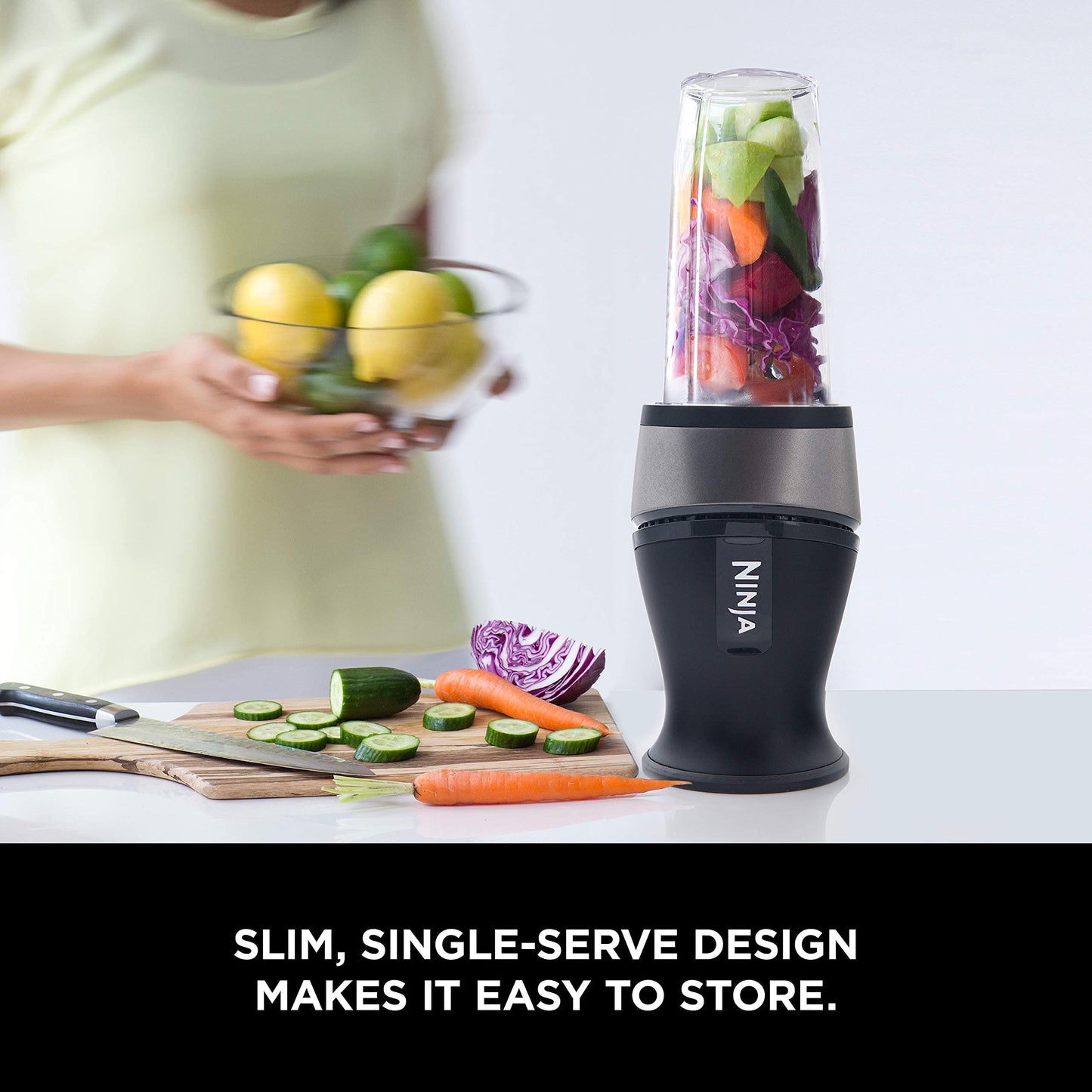 Ninja Fit Compact Personal Blender, Portable Blender for-Smoothies, Shakes, Food Prep, and Frozen Blending, 700-Watt Base, (2) 16-oz. Cups and Spout Lids, Black QB3001SS - The cool kitchen creations